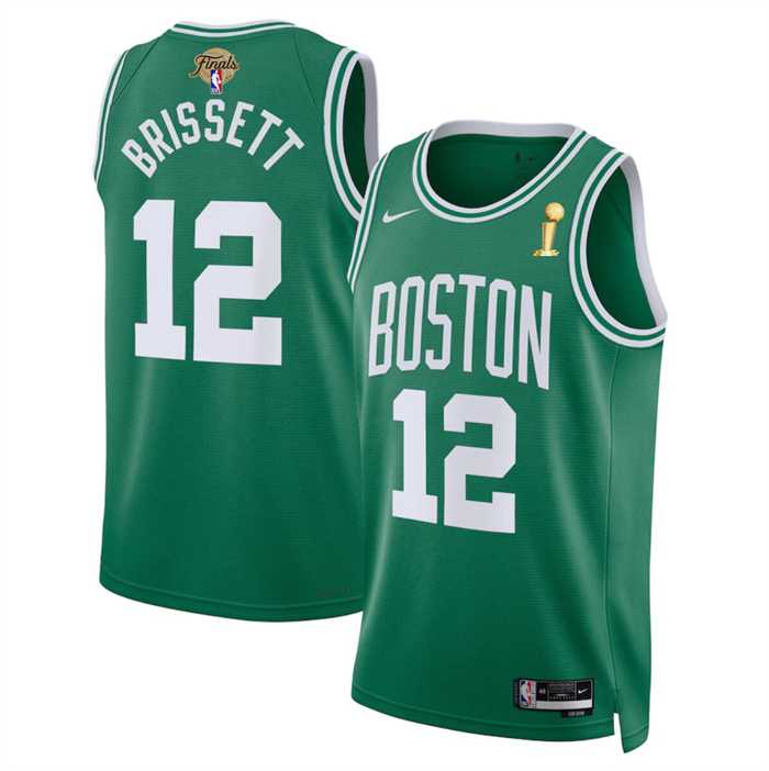Mens Boston Celtics #12 Oshae Brissett Kelly Green 2024 Finals Champions Icon Edition Stitched Basketball Jersey Dzhi->->NBA Jersey